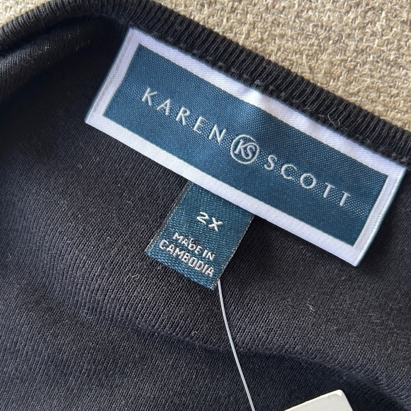 Karen Scott Classic Black Tank Top 2X New with tag blouse women’s top - Picture 7 of 8